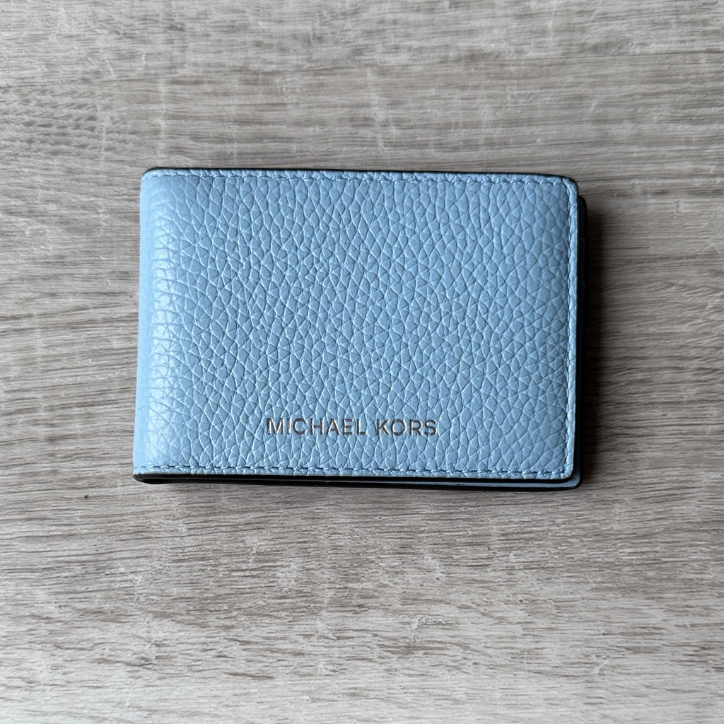 Michael Kors Light Blue Leather Card Holder Wallet